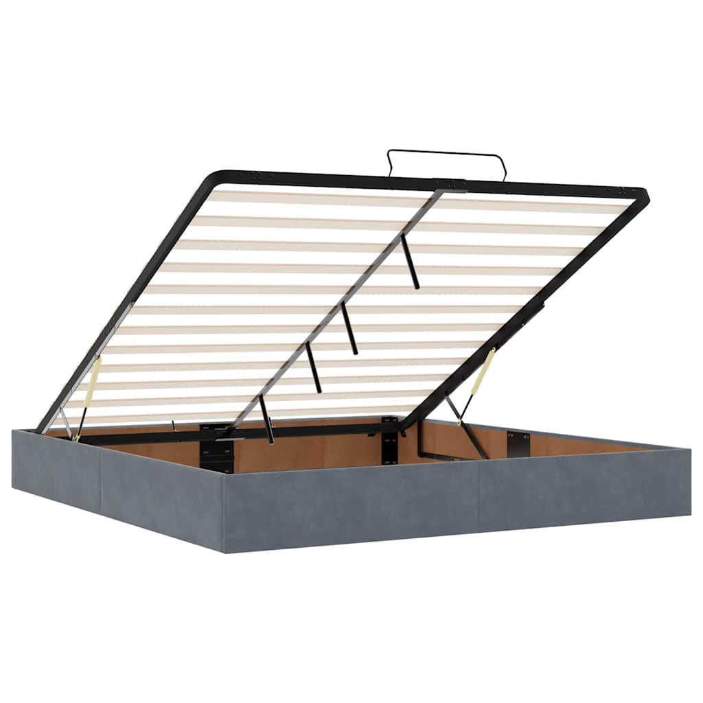 Ottoman-Bett mit Matratzen & LEDs Dunkelgrau 180x200 cm Samt
