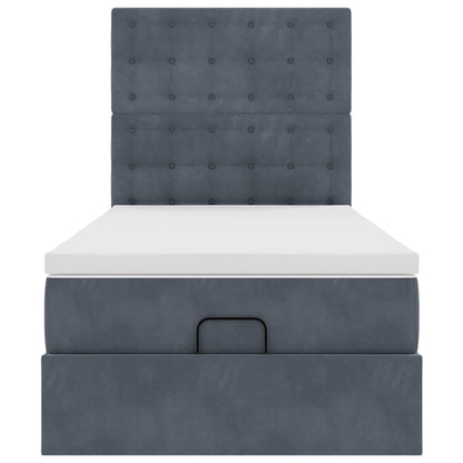 Ottoman-Bett mit Matratzen & LEDs Dunkelgrau 80x200 cm Samt