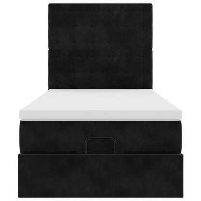 Ottoman-Bett mit Matratzen & LEDs Schwarz 80x200 cm Samt
