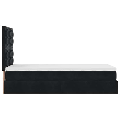 Ottoman-Bett mit Matratzen & LEDs Schwarz 80x200 cm Samt