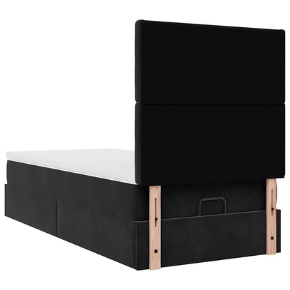 Ottoman-Bett mit Matratzen & LEDs Schwarz 80x200 cm Samt
