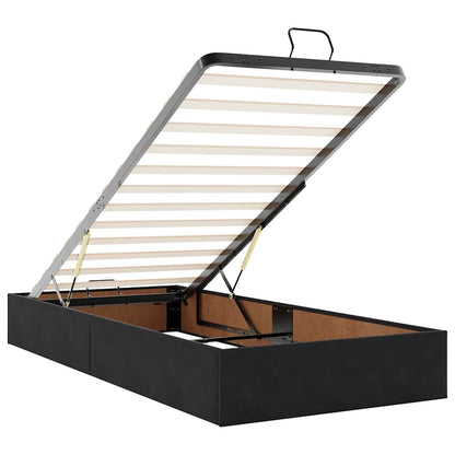 Ottoman-Bett mit Matratzen & LEDs Schwarz 90x200 cm Samt