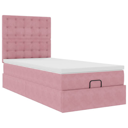 Ottoman-Bett mit Matratzen & LEDs Rosa 90x200 cm Samt