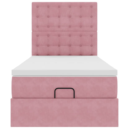 Ottoman-Bett mit Matratzen & LEDs Rosa 90x200 cm Samt