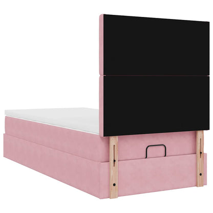 Ottoman-Bett mit Matratzen & LEDs Rosa 90x200 cm Samt