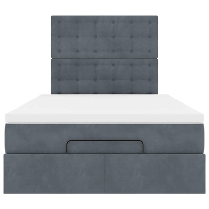 Ottoman-Bett mit Matratzen & LEDs Dunkelgrau 120x190 cm Samt