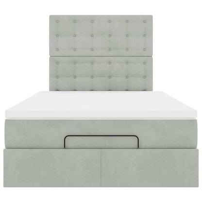 Ottoman-Bett mit Matratzen & LEDs Hellgrau 120x200 cm Samt