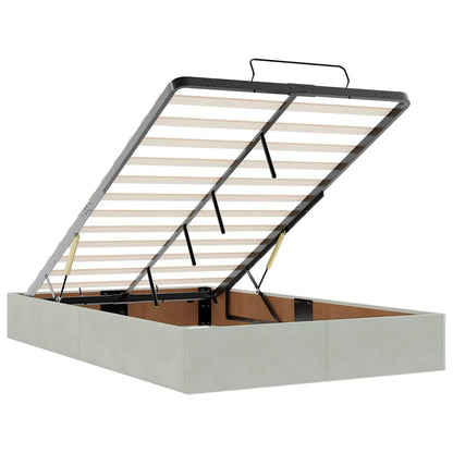 Ottoman-Bett mit Matratzen & LEDs Hellgrau 120x200 cm Samt