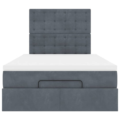 Ottoman-Bett mit Matratzen & LEDs Dunkelgrau 120x200 cm Samt