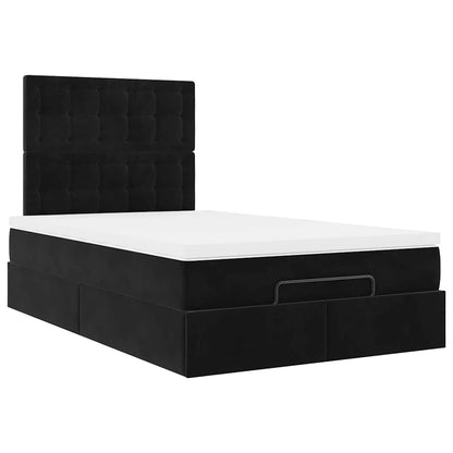 Ottoman-Bett mit Matratzen & LEDs Schwarz 120x200 cm Samt