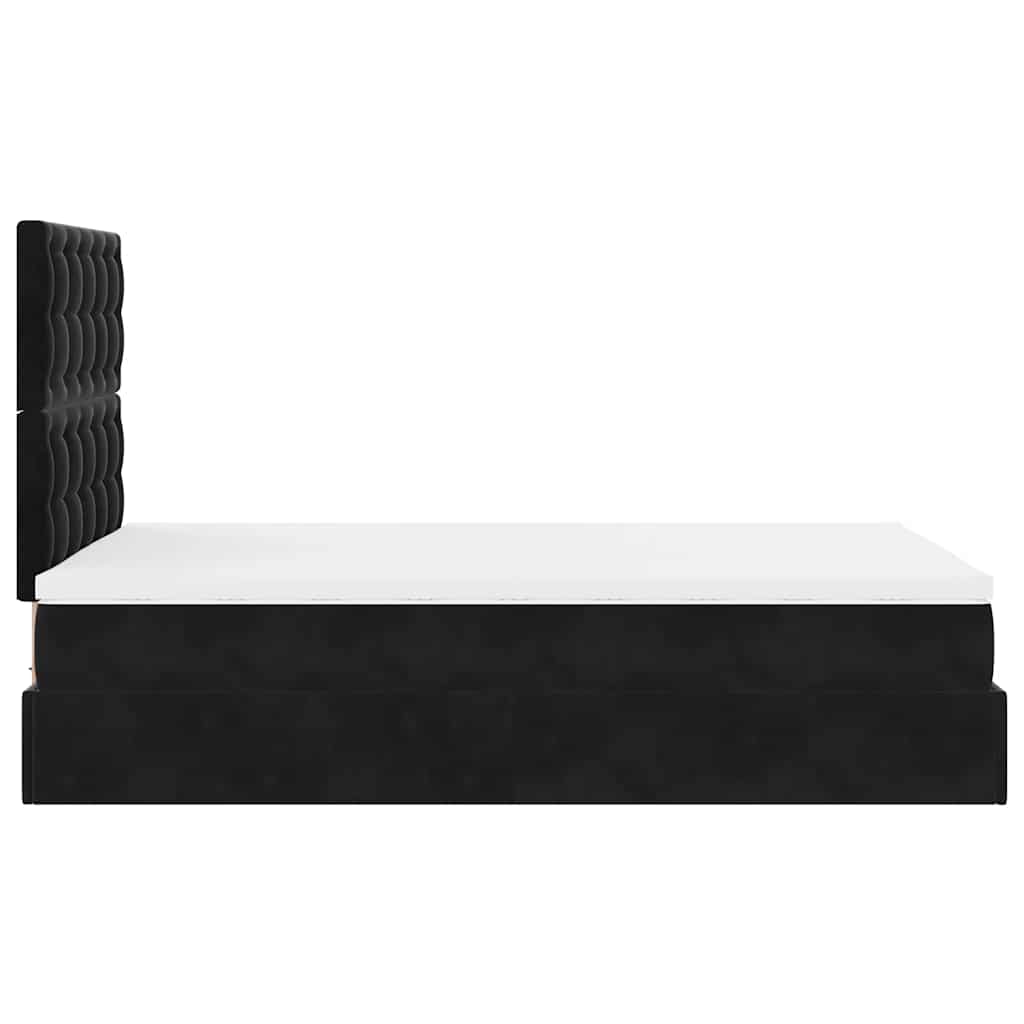 Ottoman-Bett mit Matratzen & LEDs Schwarz 120x200 cm Samt