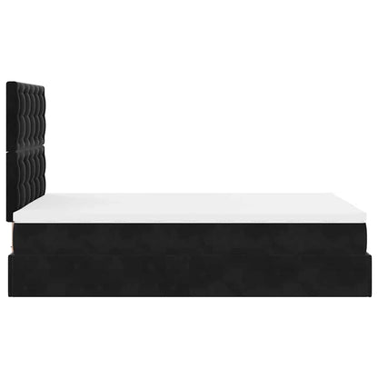Ottoman-Bett mit Matratzen & LEDs Schwarz 120x200 cm Samt