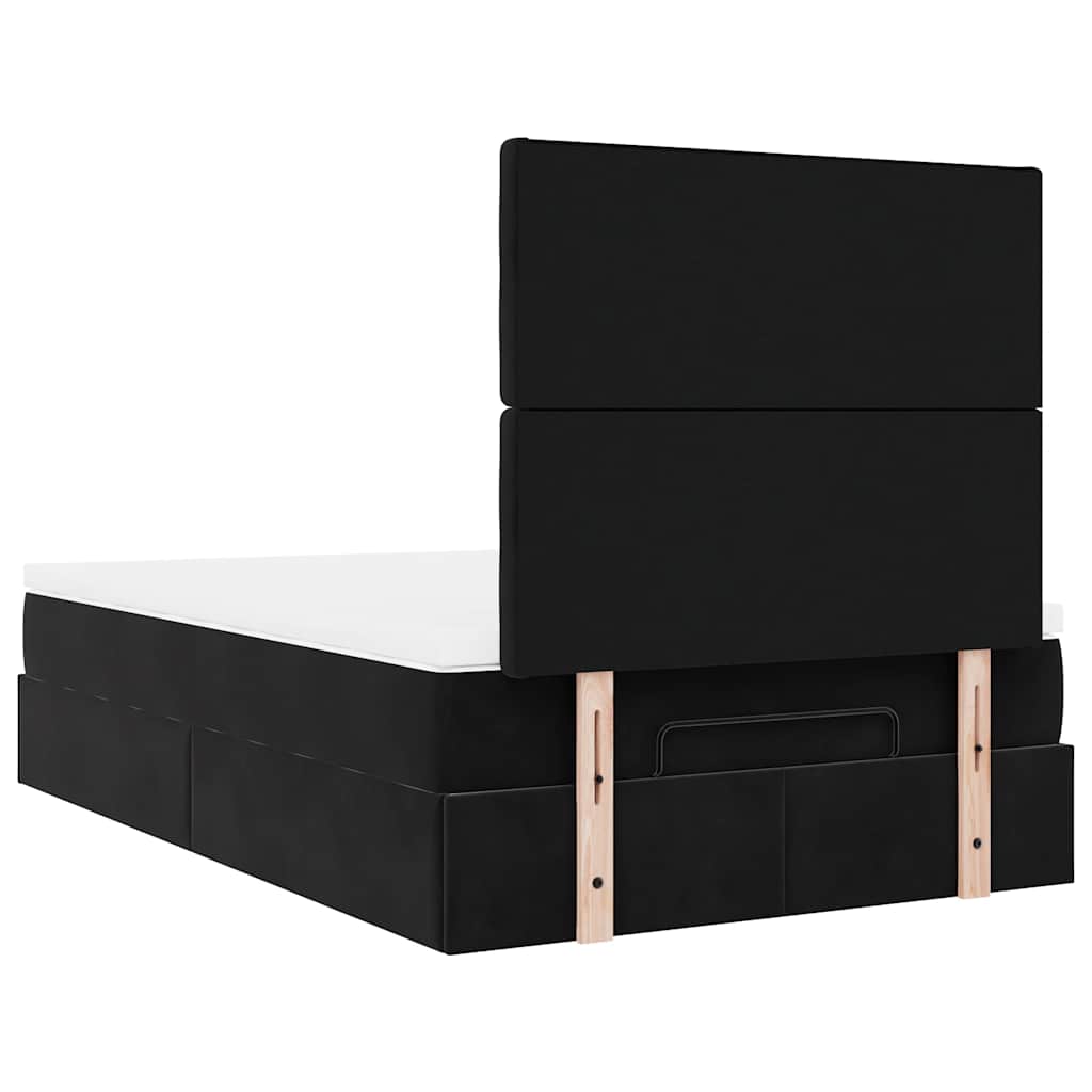 Ottoman-Bett mit Matratzen & LEDs Schwarz 120x200 cm Samt