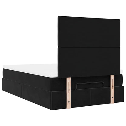 Ottoman-Bett mit Matratzen & LEDs Schwarz 120x200 cm Samt