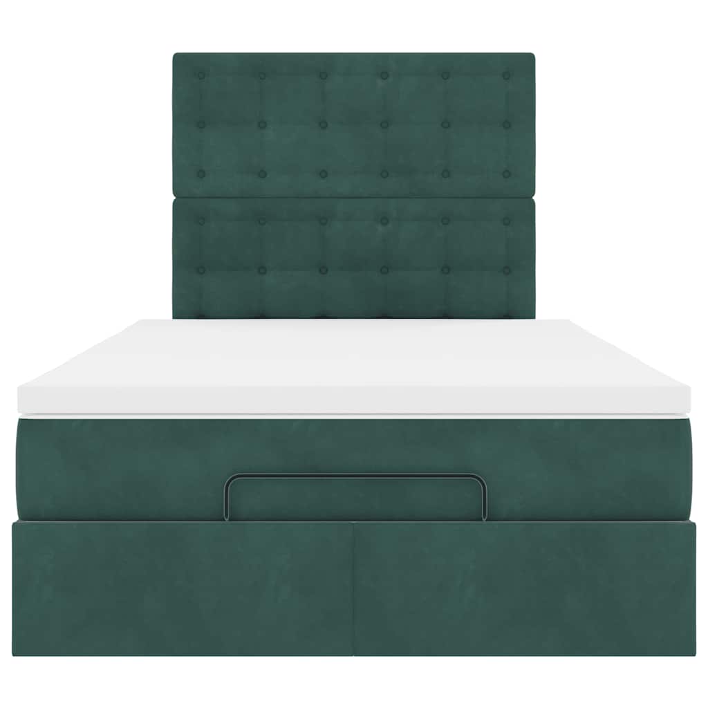 Ottoman-Bett mit Matratzen & LEDs Dunkelgrün 120x200 cm Samt