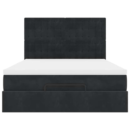 Ottoman-Bett mit Matratzen & LEDs Schwarz 140x190 cm Samt