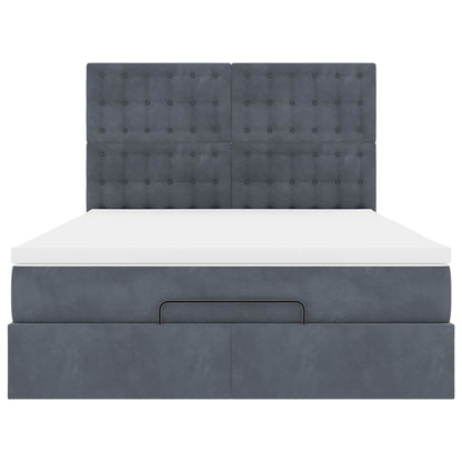 Ottoman-Bett mit Matratzen & LEDs Dunkelgrau 140x200 cm Samt