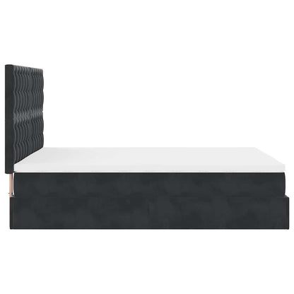 Ottoman-Bett mit Matratzen & LEDs Schwarz 140x200 cm Samt