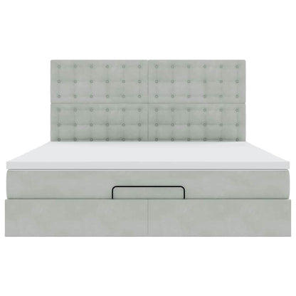 Ottoman-Bett mit Matratzen & LEDs Hellgrau 160x200 cm Samt