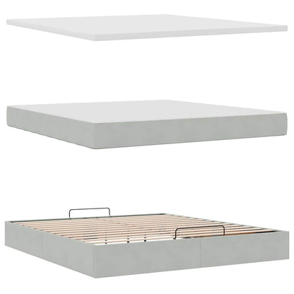 Ottoman-Bett mit Matratzen & LEDs Hellgrau 160x200 cm Samt