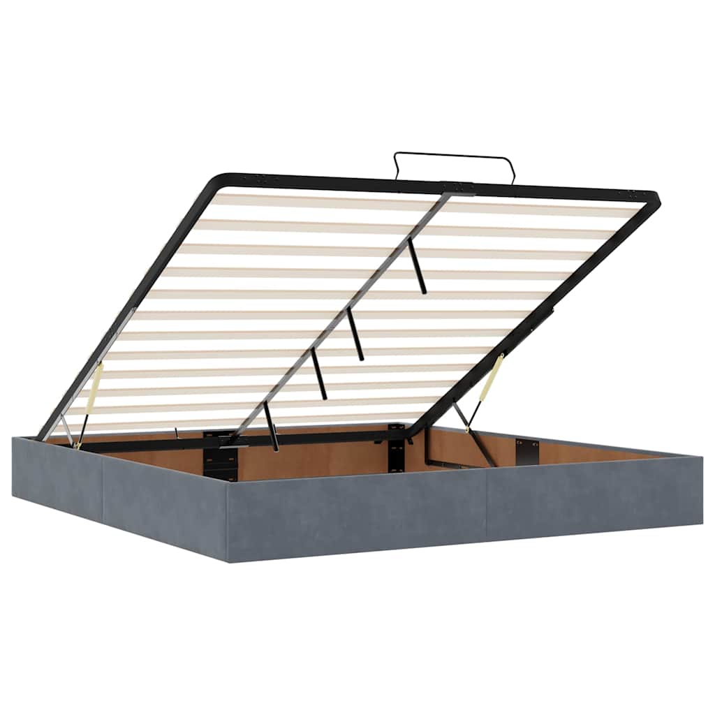 Ottoman-Bett mit Matratzen & LEDs Dunkelgrau 160x200 cm Samt