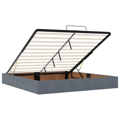 Ottoman-Bett mit Matratzen & LEDs Dunkelgrau 160x200 cm Samt
