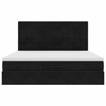 Ottoman-Bett mit Matratzen & LEDs Schwarz 160x200 cm Samt