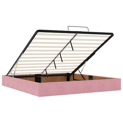 Ottoman-Bett mit Matratzen & LEDs Rosa 160x200 cm Samt