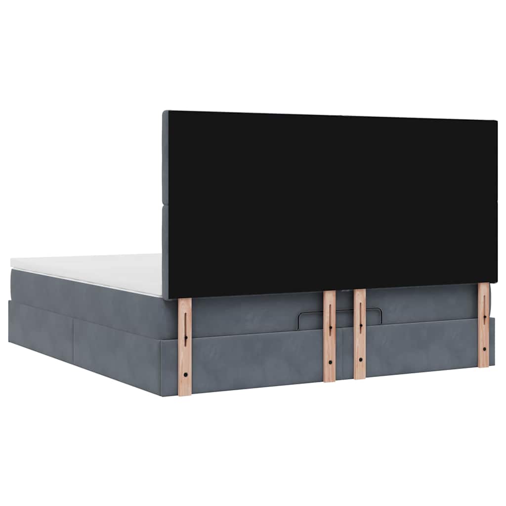 Ottoman-Bett mit Matratzen & LEDs Dunkelgrau 180x200 cm Samt
