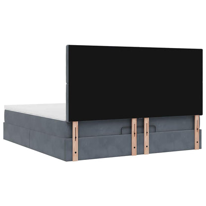 Ottoman-Bett mit Matratzen & LEDs Dunkelgrau 180x200 cm Samt