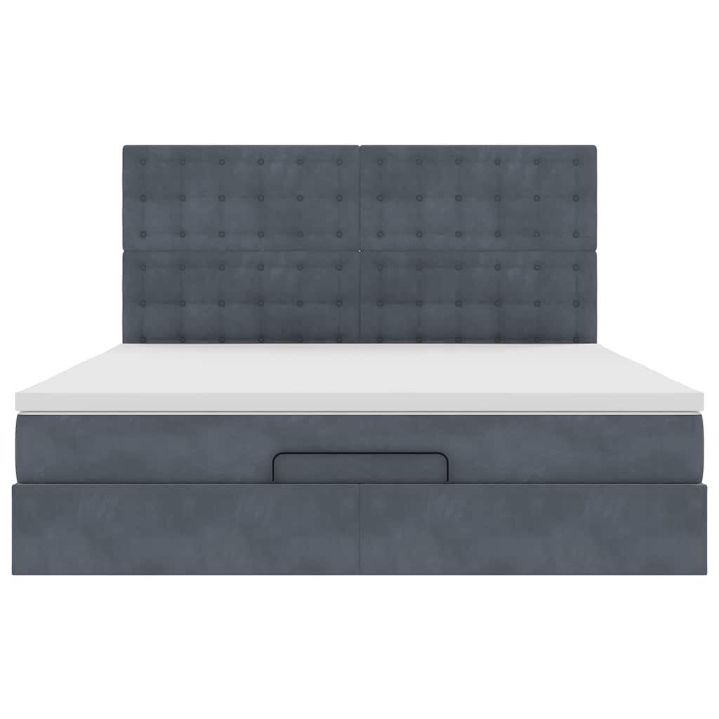 Ottoman-Bett mit Matratzen & LEDs Dunkelgrau 180x200 cm Samt
