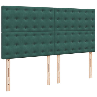 Ottoman-Bett mit Matratzen & LEDs Dunkelgrün 180x200 cm Samt