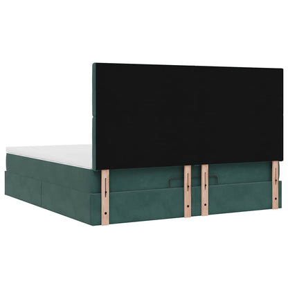 Ottoman-Bett mit Matratzen & LEDs Dunkelgrün 180x200 cm Samt