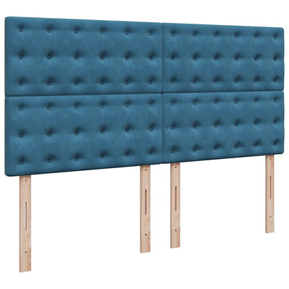 Ottoman-Bett mit Matratzen & LEDs Dunkelblau 180x200 cm Samt