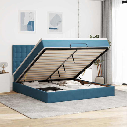 Ottoman-Bett mit Matratzen & LEDs Dunkelblau 180x200 cm Samt