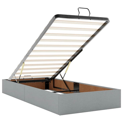 Ottoman-Bett mit Matratzen & LEDs Hellgrau 180x200 cm Stoff
