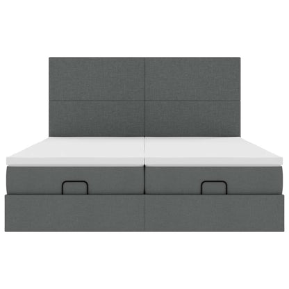 Ottoman-Bett mit Matratzen & LEDs Dunkelgrau 180x200 cm Stoff