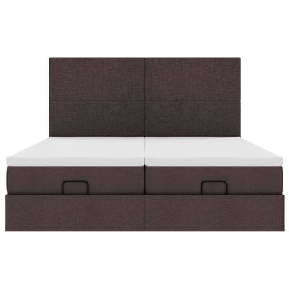 Ottoman-Bett mit Matratzen & LEDs Dunkelbraun 180x200 cm Stoff