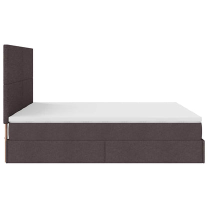 Ottoman-Bett mit Matratzen & LEDs Dunkelbraun 180x200 cm Stoff