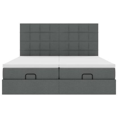 Ottoman-Bett mit Matratzen & LEDs Dunkelgrau 180x200 cm Stoff