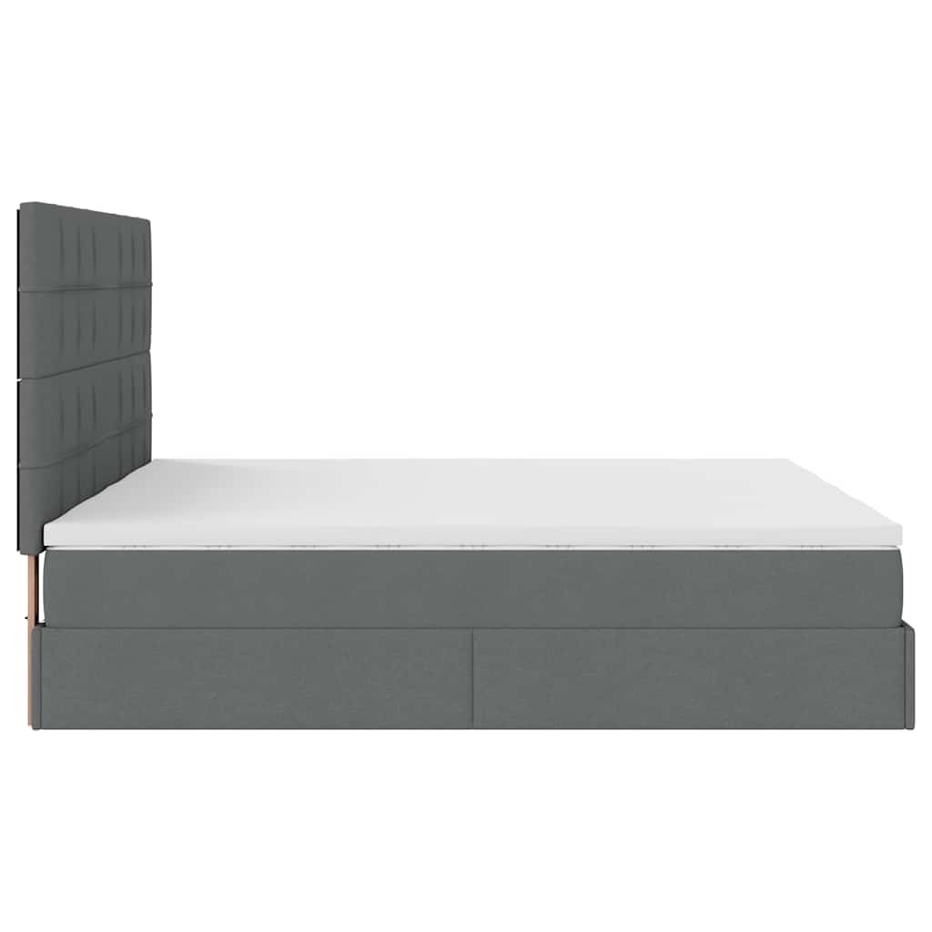 Ottoman-Bett mit Matratzen & LEDs Dunkelgrau 180x200 cm Stoff