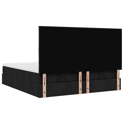 Ottoman-Bett mit Matratzen & LEDs Schwarz 180x200 cm Stoff