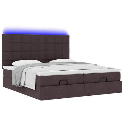Ottoman-Bett mit Matratzen & LEDs Dunkelbraun 180x200 cm Stoff