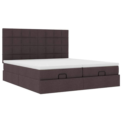 Ottoman-Bett mit Matratzen & LEDs Dunkelbraun 180x200 cm Stoff