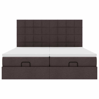 Ottoman-Bett mit Matratzen & LEDs Dunkelbraun 180x200 cm Stoff