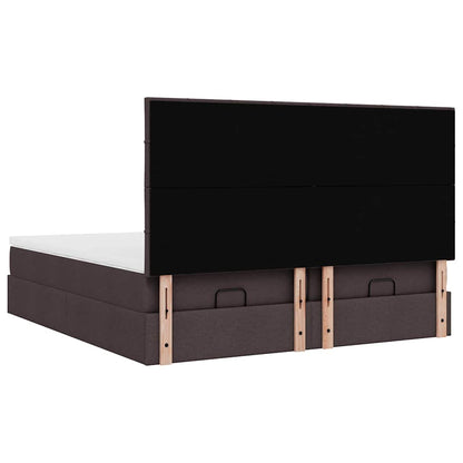 Ottoman-Bett mit Matratzen & LEDs Dunkelbraun 180x200 cm Stoff