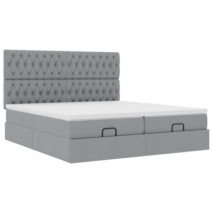 Ottoman-Bett mit Matratzen & LEDs Hellgrau 180x200 cm Stoff