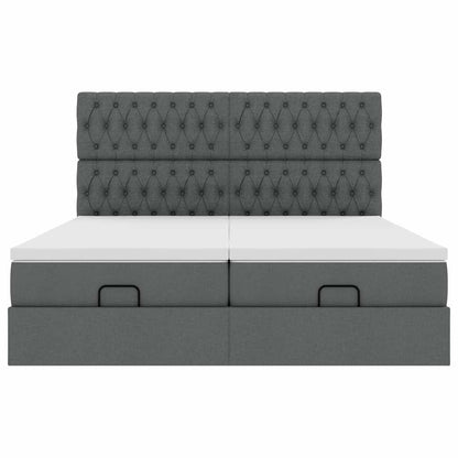 Ottoman-Bett mit Matratzen & LEDs Dunkelgrau 180x200 cm Stoff