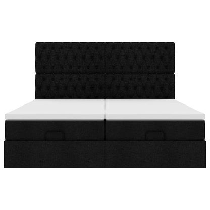 Ottoman-Bett mit Matratzen & LEDs Schwarz 180x200 cm Stoff