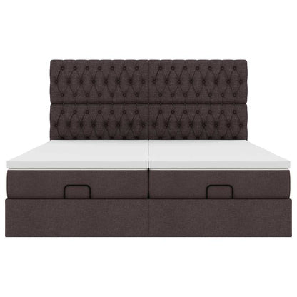 Ottoman-Bett mit Matratzen & LEDs Dunkelbraun 180x200 cm Stoff
